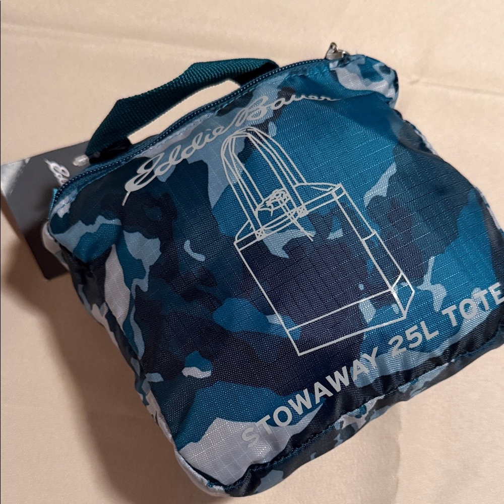 NWT Eddie Bauer Blue Camo Packable Tote